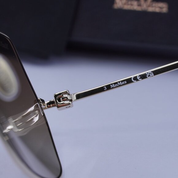 MaxMara JEWEL MM0035-H 32F Geometric Sunglasses - Gold/Brown - Picture 7 of 11